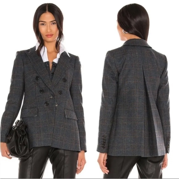 VERONICA BEARD Yareli Gray Wool Houndstooth Blazer Dickey Jacket Size 00 - Picture 2 of 15